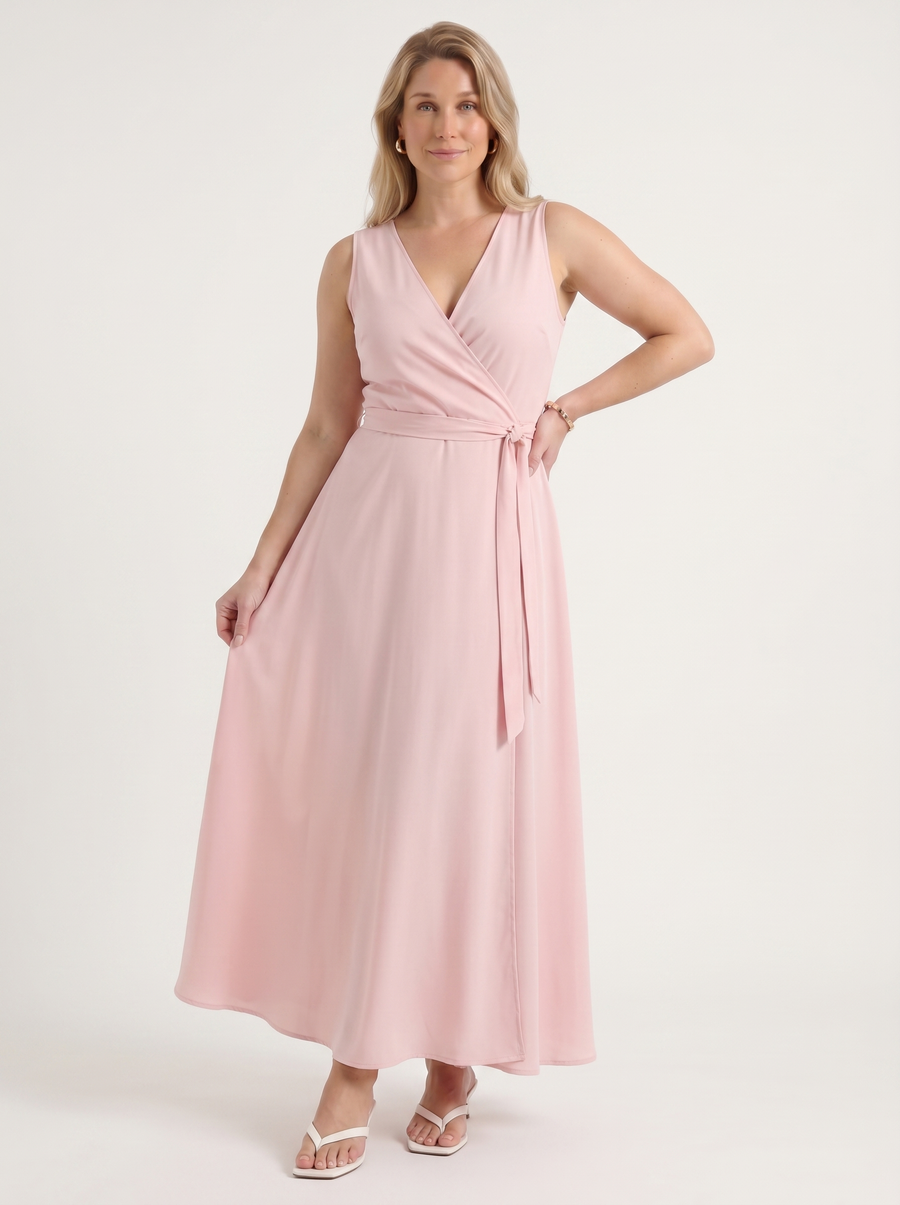 Reena Wrap Maxi Dress with Tie Belt