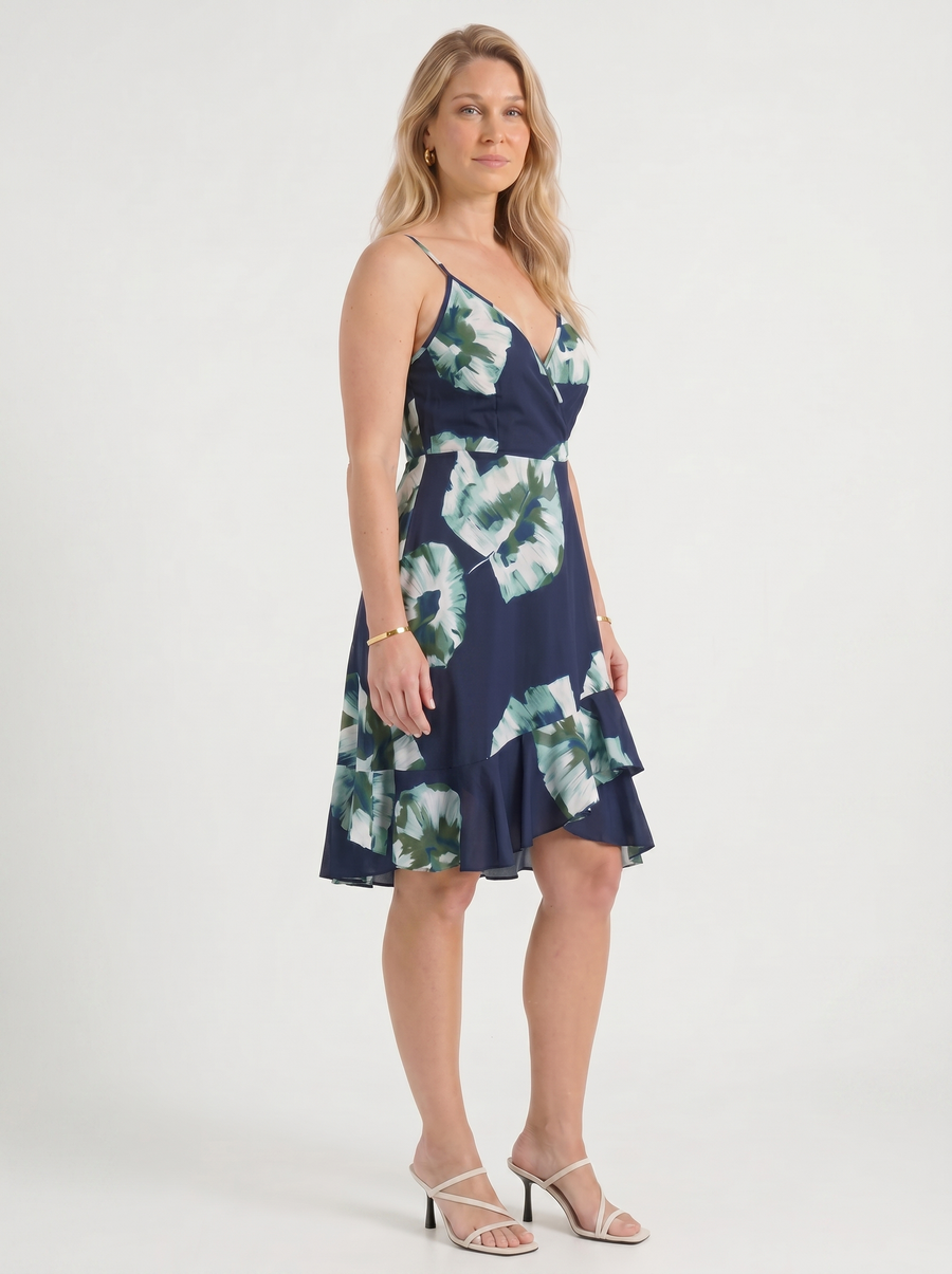 Willow Wrap Ruffle Hem Mini Dress