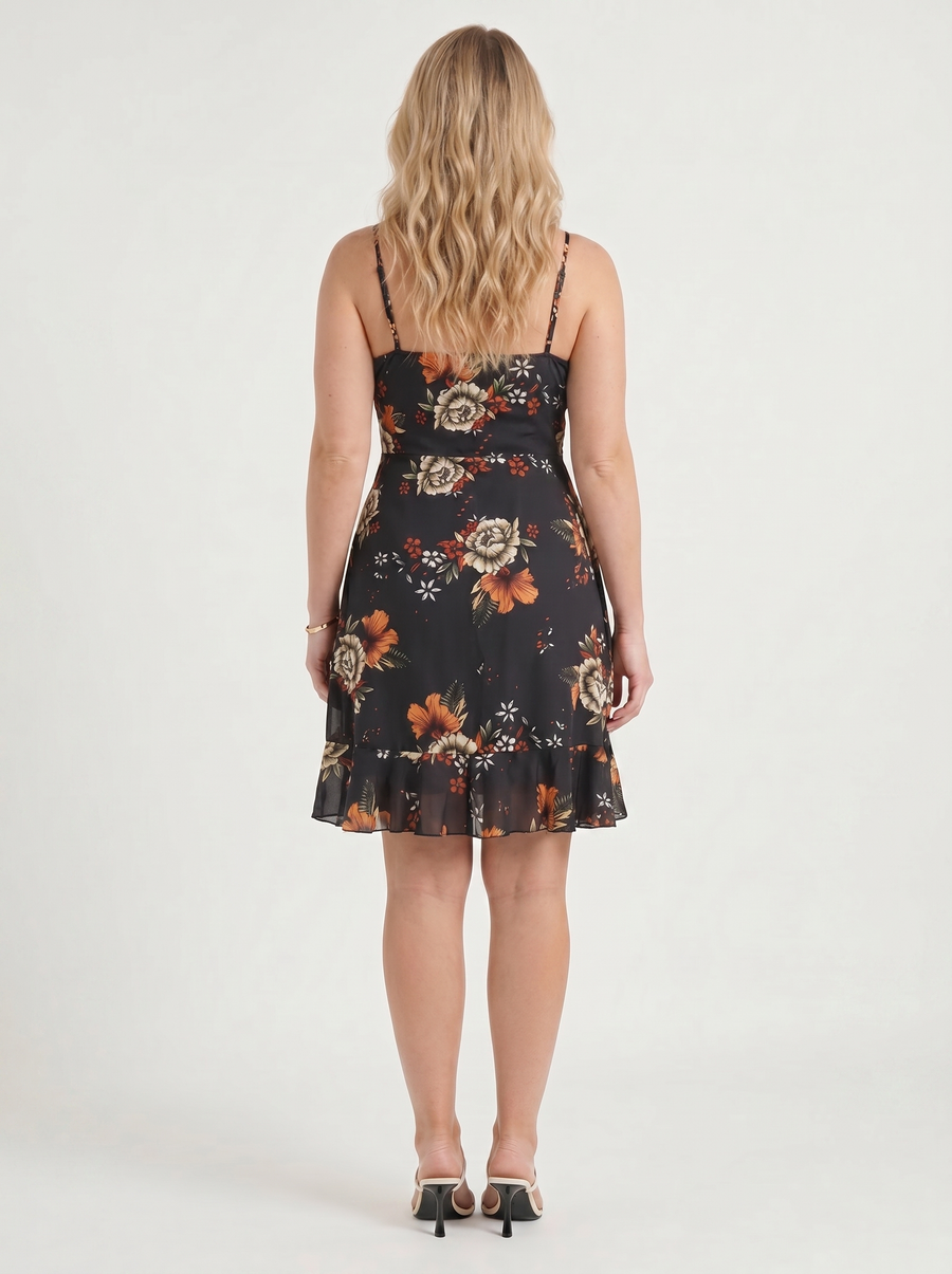 Willow Wrap Ruffle Hem Mini Dress