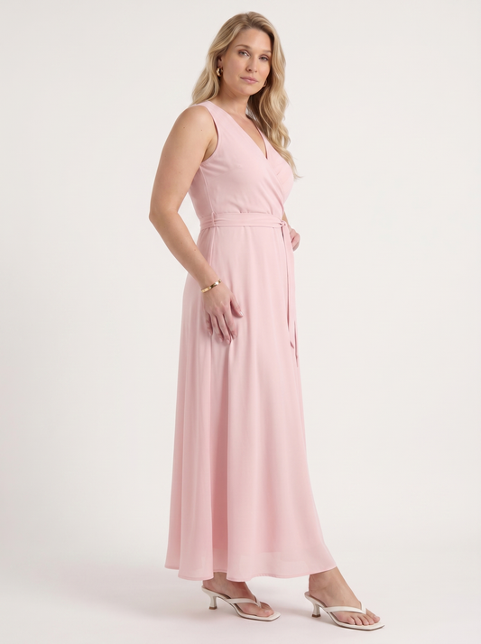 Reena Wrap Maxi Dress with Tie Belt