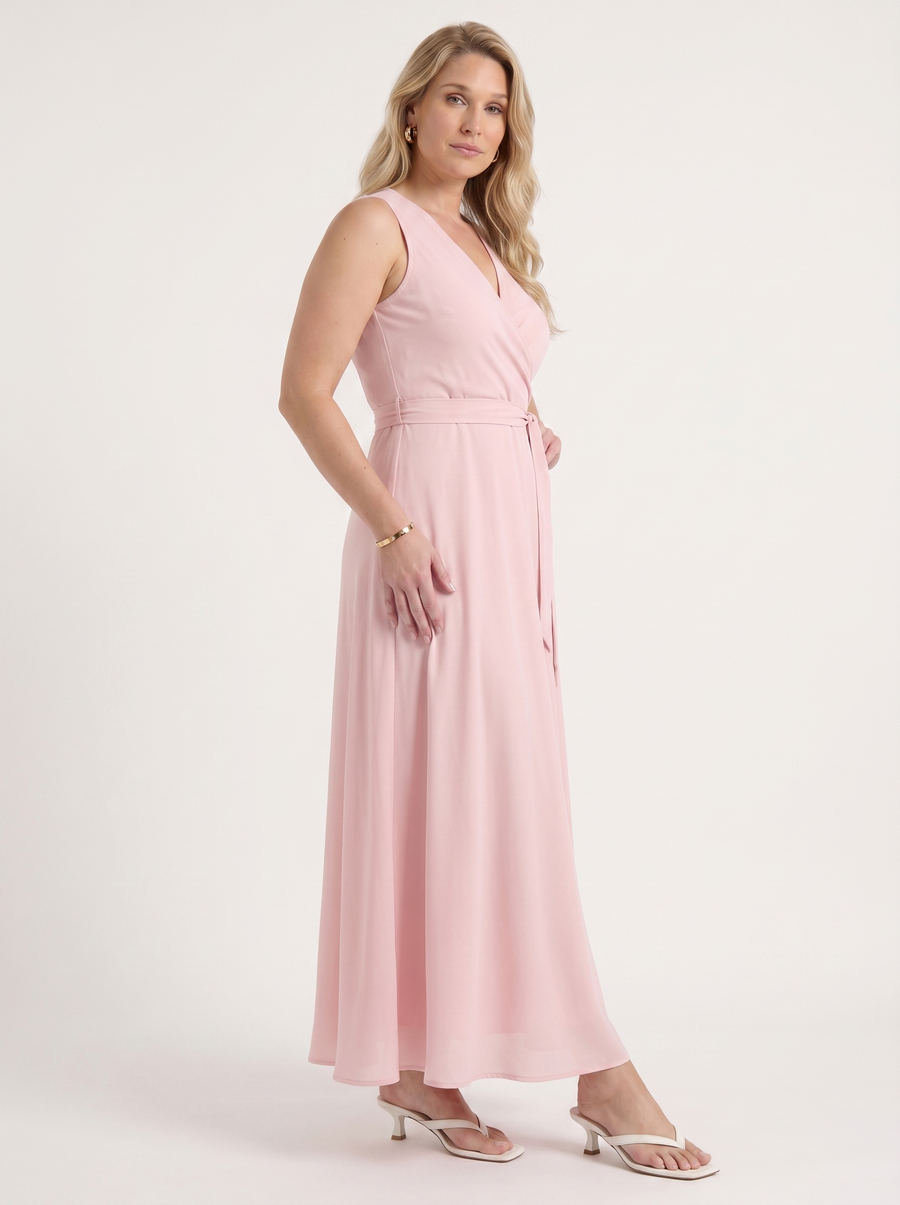 Reena Wrap Maxi Dress with Tie Belt