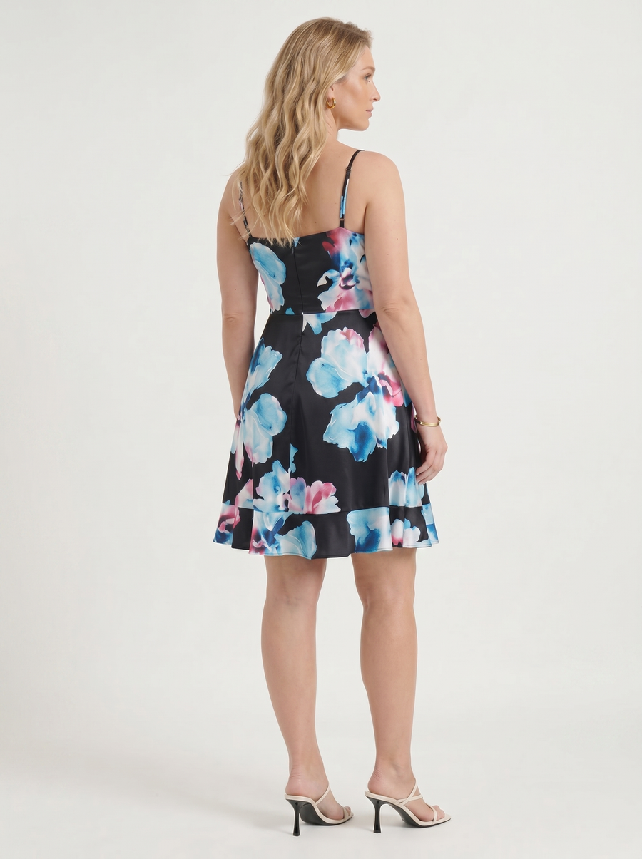 Willow Wrap Ruffle Hem Mini Dress