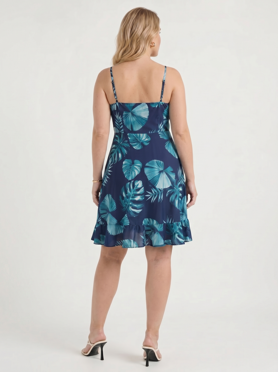 Willow Wrap Ruffle Hem Mini Dress