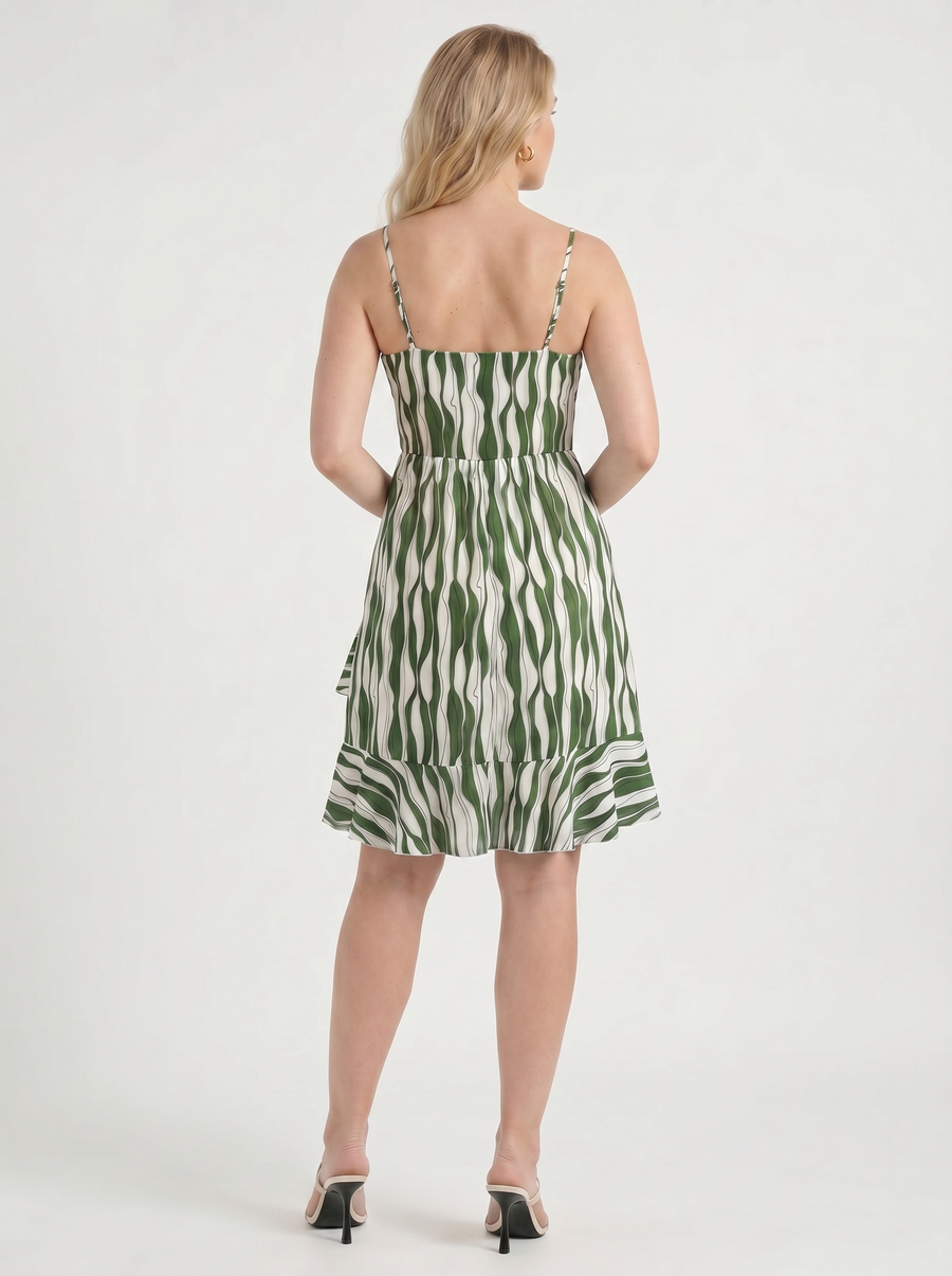 Willow Wrap Ruffle Hem Mini Dress