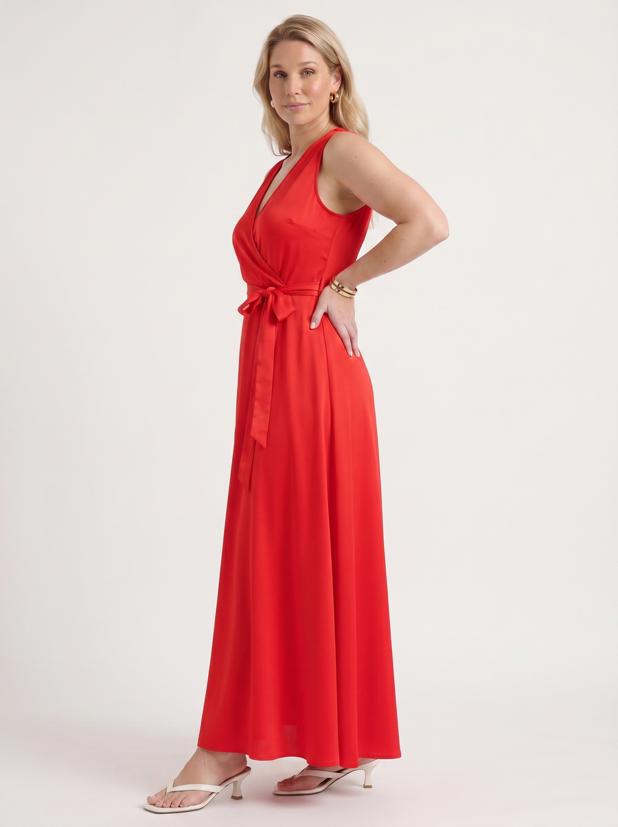 Reena Wrap Maxi Dress with Tie Belt
