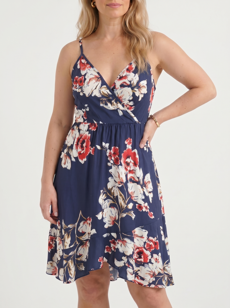 Willow Wrap Ruffle Hem Mini Dress