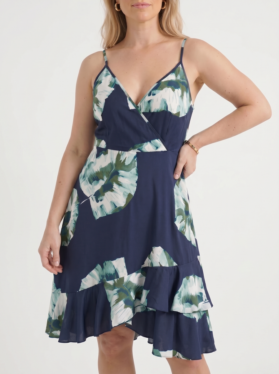 Willow Wrap Ruffle Hem Mini Dress