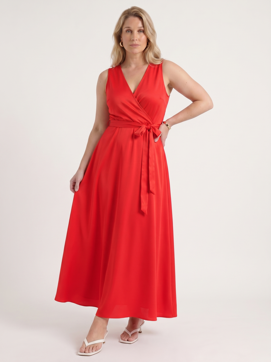 Reena Wrap Maxi Dress with Tie Belt