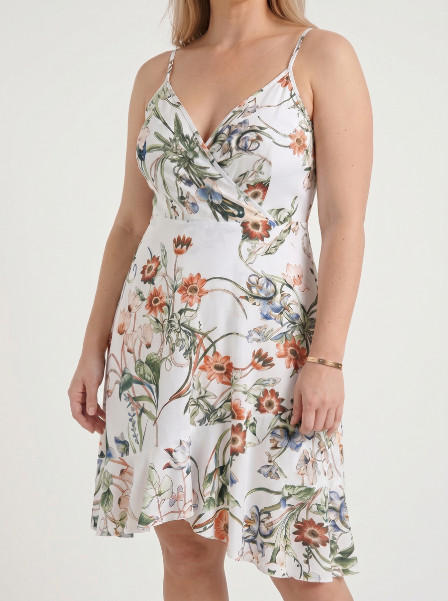 Willow Wrap Ruffle Hem Mini Dress