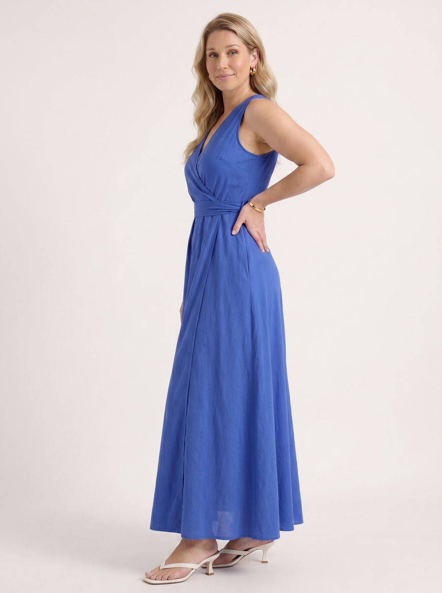 Reena Wrap Maxi Dress with Tie Belt