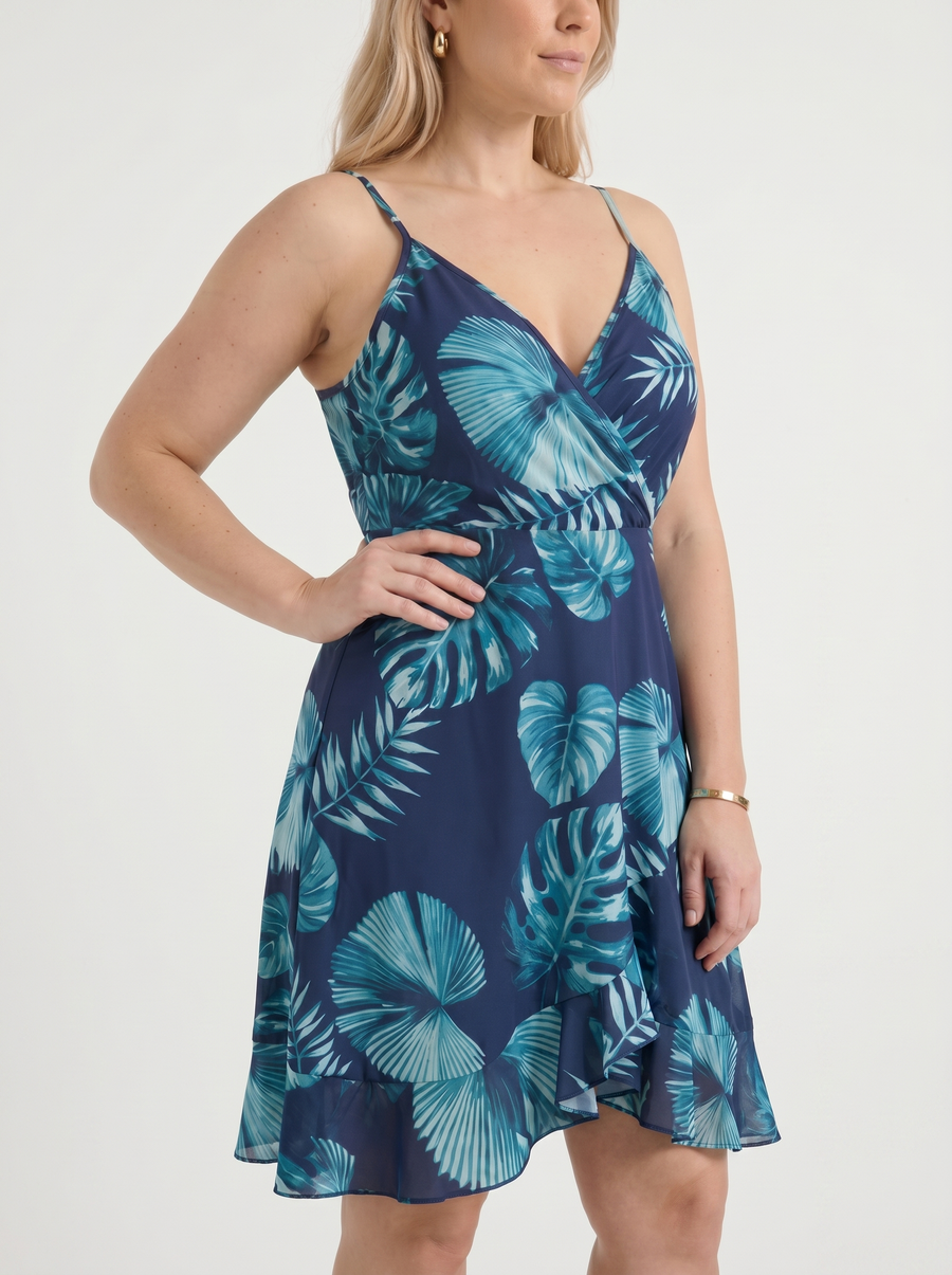 Willow Wrap Ruffle Hem Mini Dress
