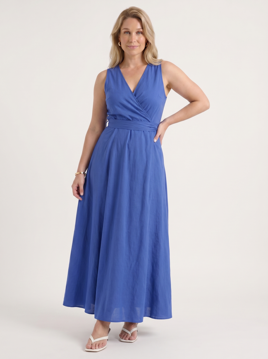 Reena Wrap Maxi Dress with Tie Belt