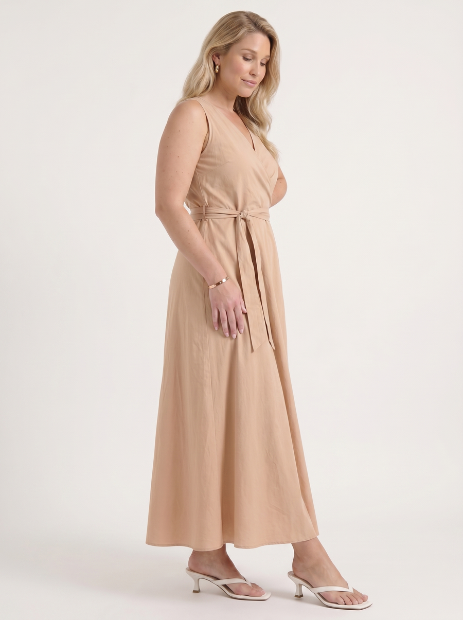 Reena Wrap Maxi Dress with Tie Belt