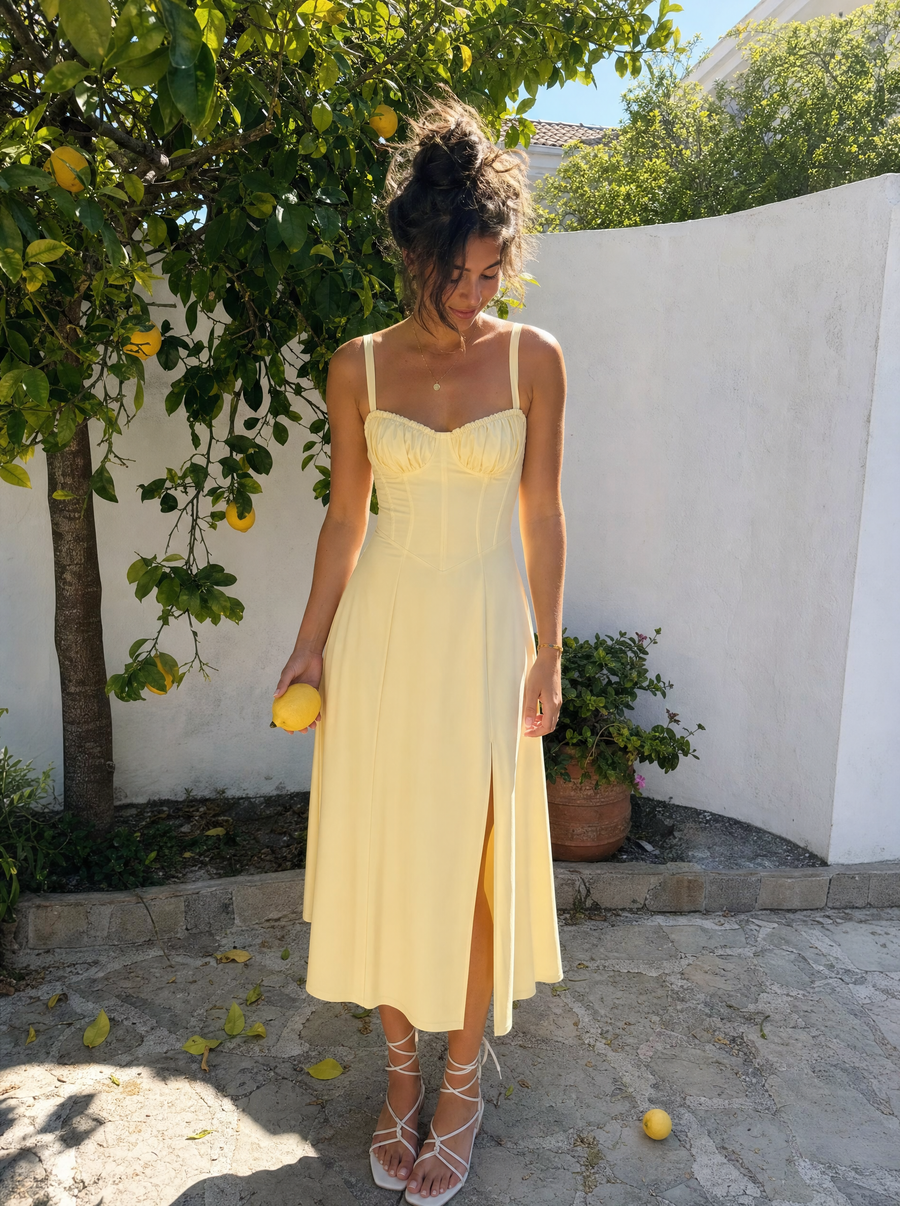 Jade Lace Up Corset Style Midi Dress