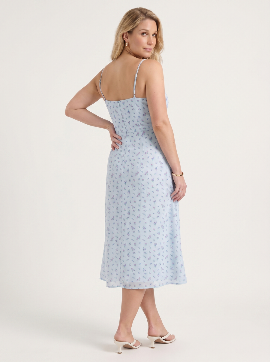 Milena Floral Spaghetti Strap Midi Dress with Slit