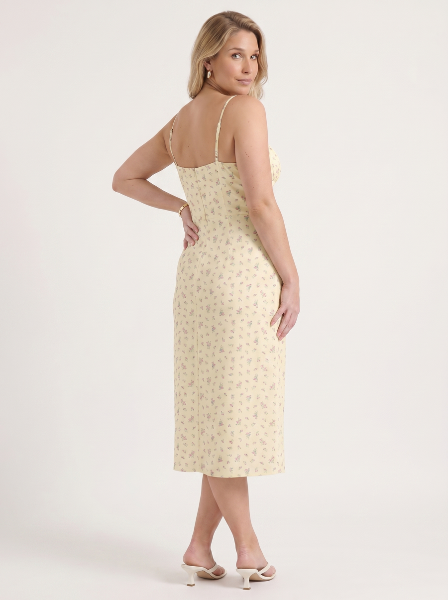 Milena Floral Spaghetti Strap Midi Dress with Slit