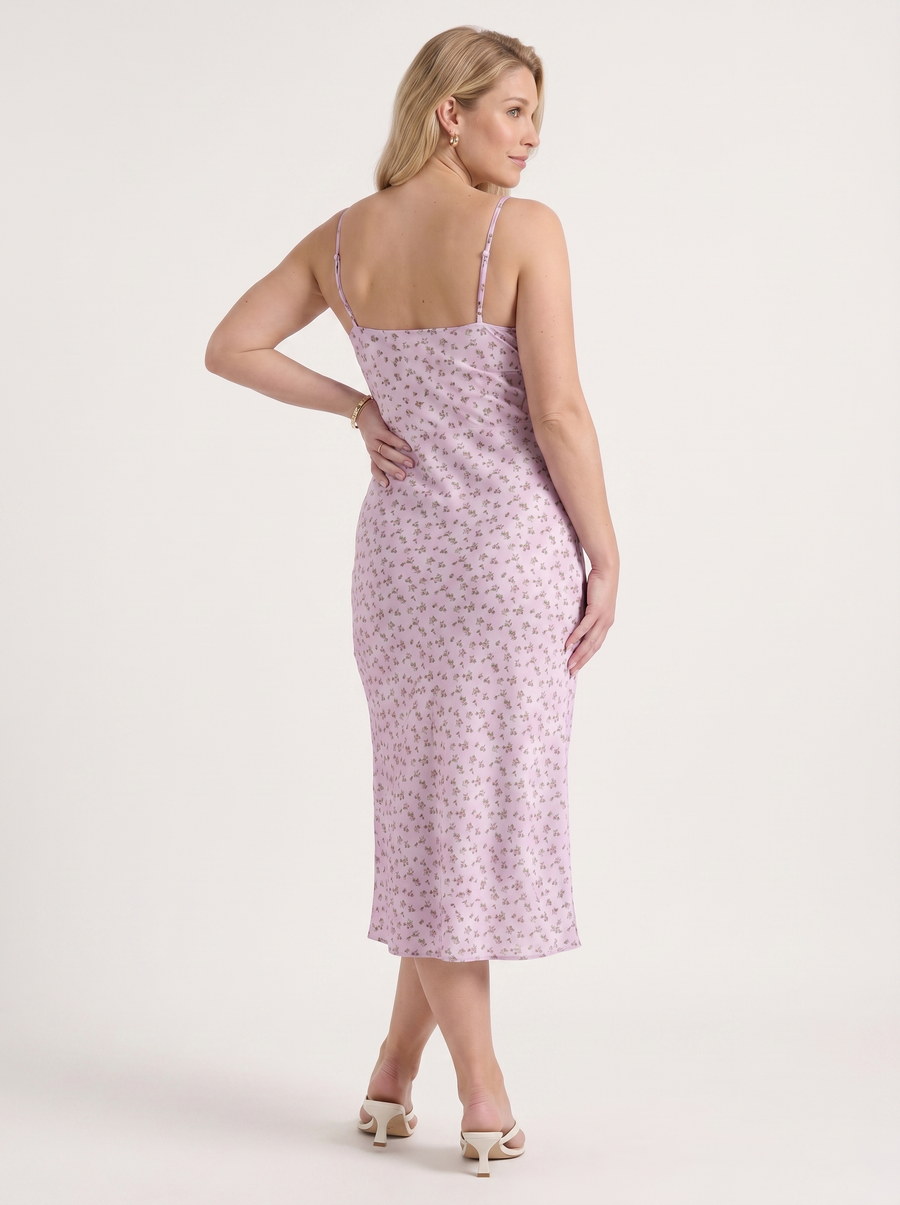 Milena Floral Spaghetti Strap Midi Dress with Slit