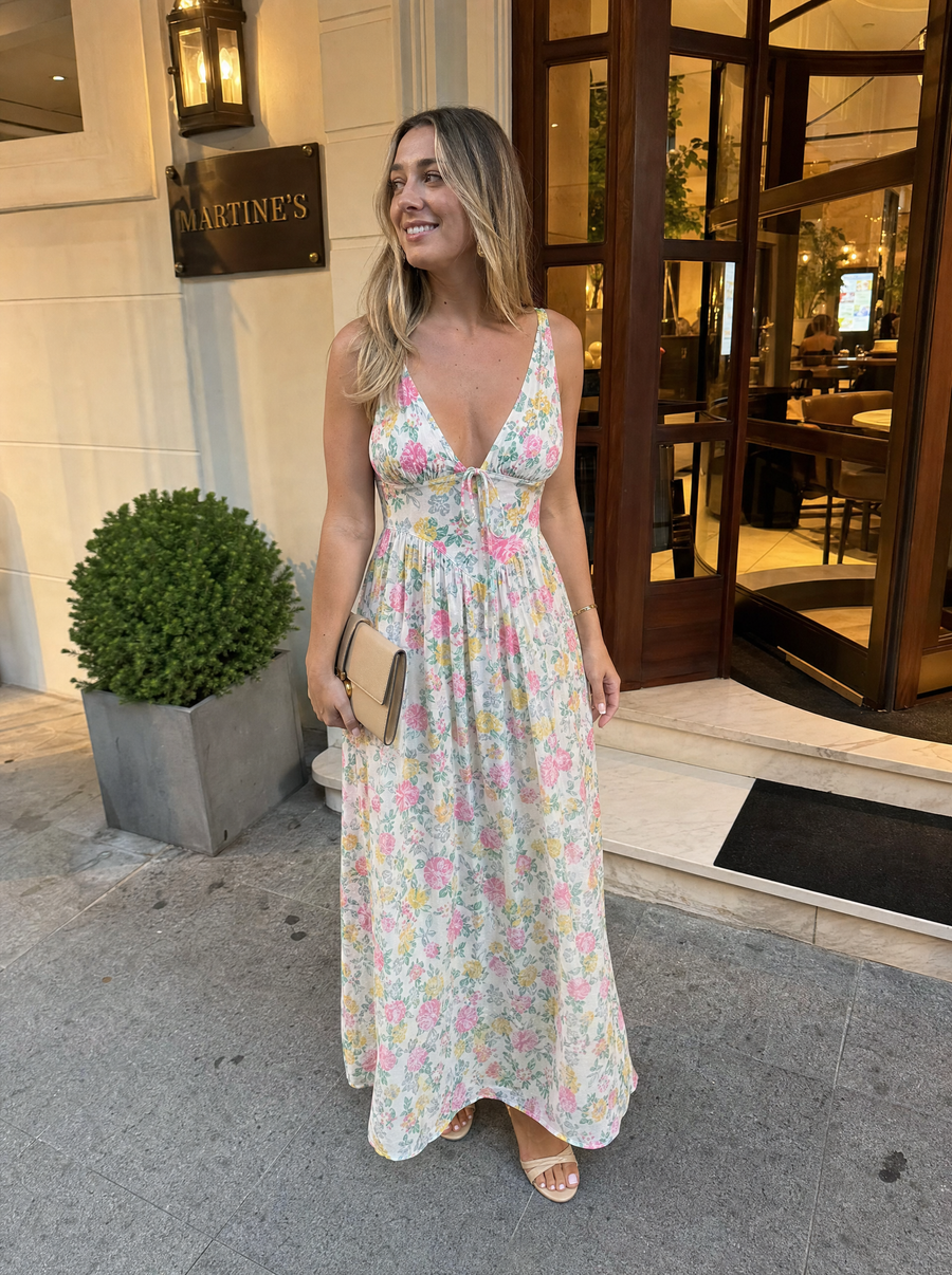 Cassiopeia Corset Style V Neck Midi Sundress