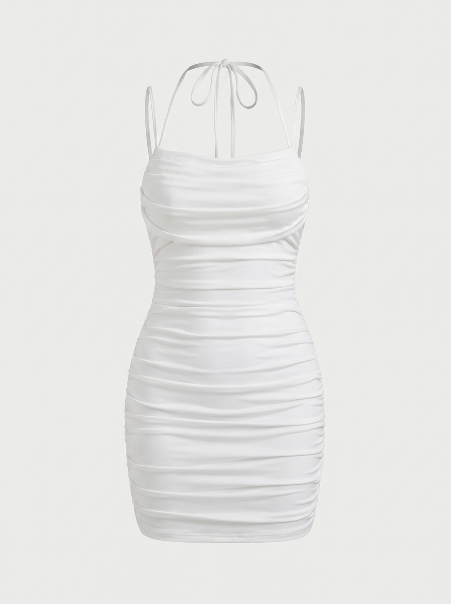 Paulina Double Strap Ruched Mini Dress