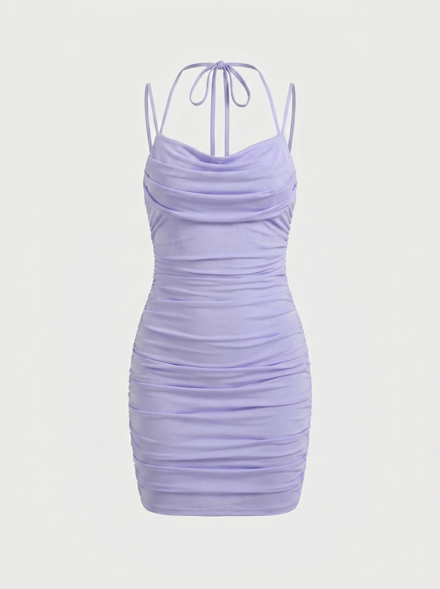 Paulina Double Strap Ruched Mini Dress