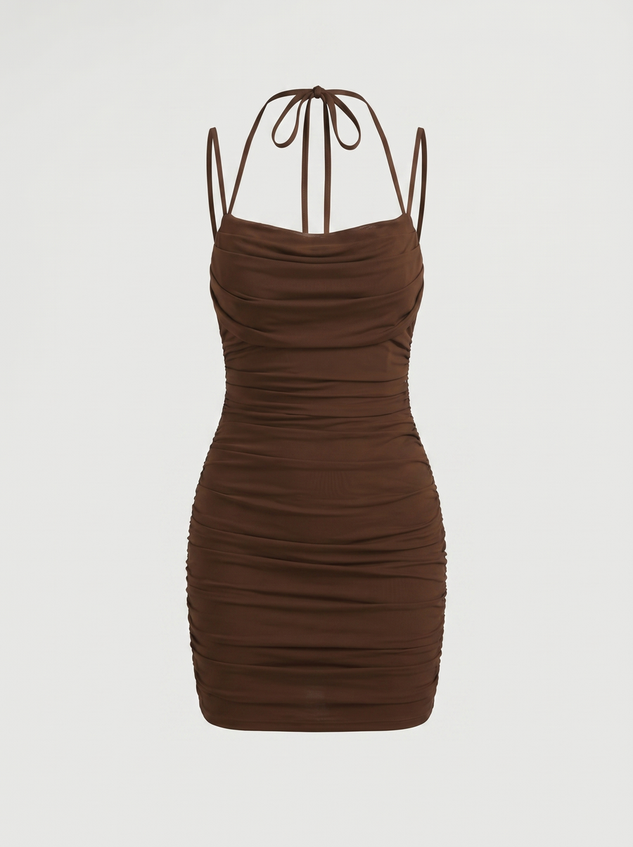 Paulina Double Strap Ruched Mini Dress