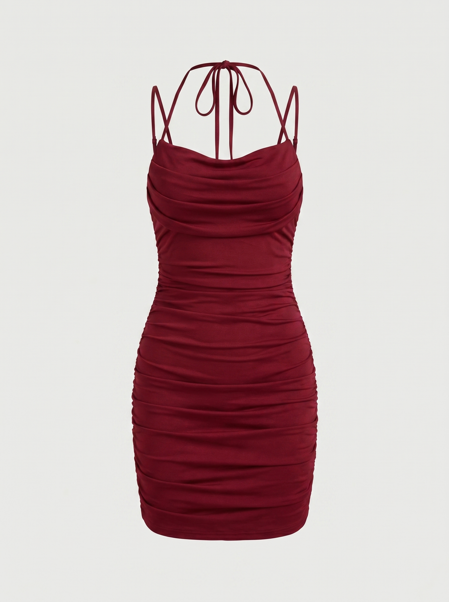 Paulina Double Strap Ruched Mini Dress