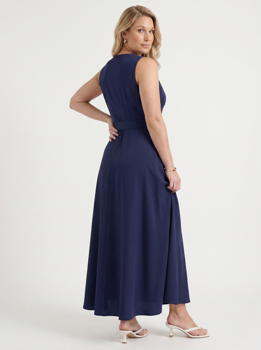 Reena Wrap Maxi Dress with Tie Belt