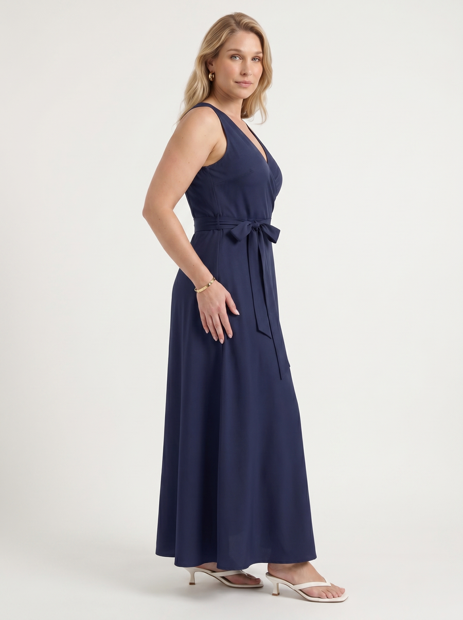 Reena Wrap Maxi Dress with Tie Belt