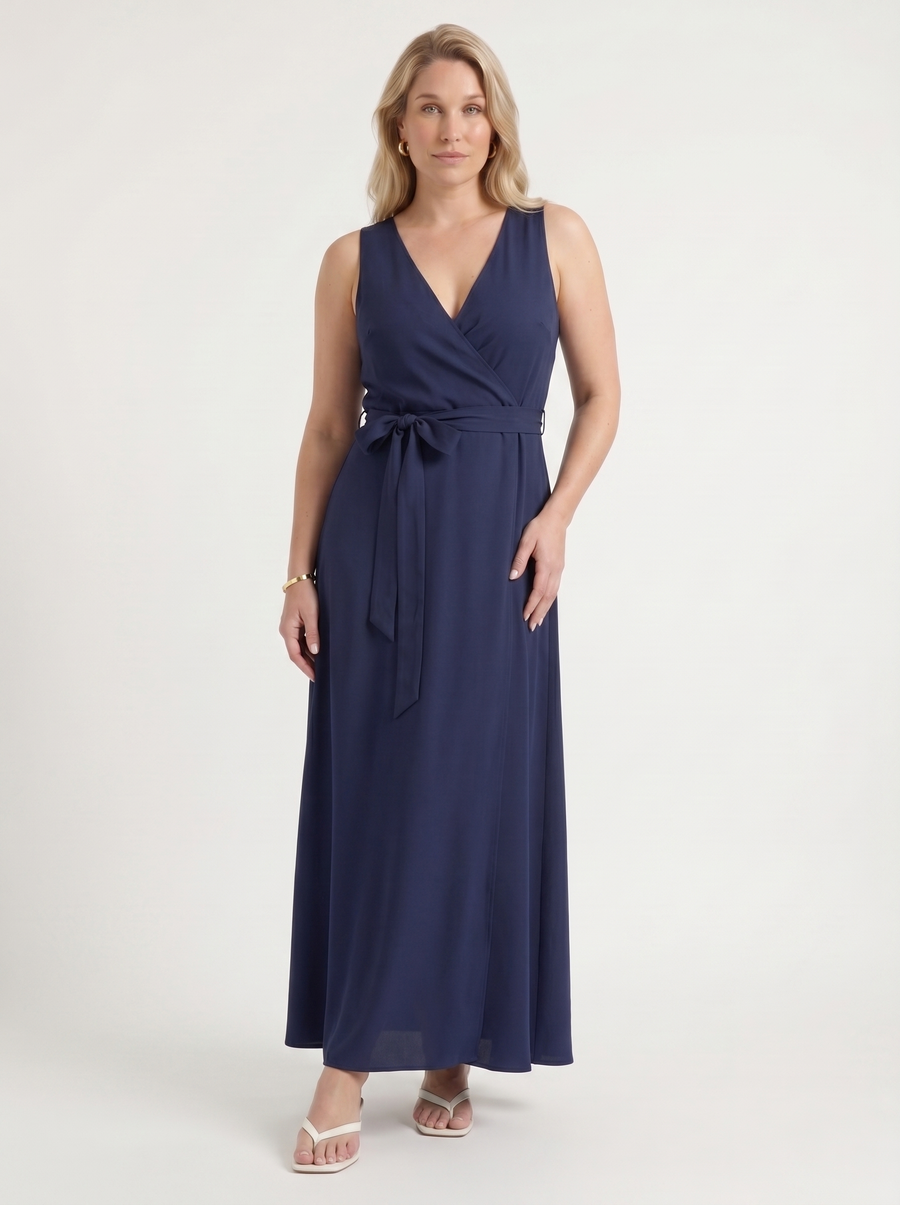 Reena Wrap Maxi Dress with Tie Belt