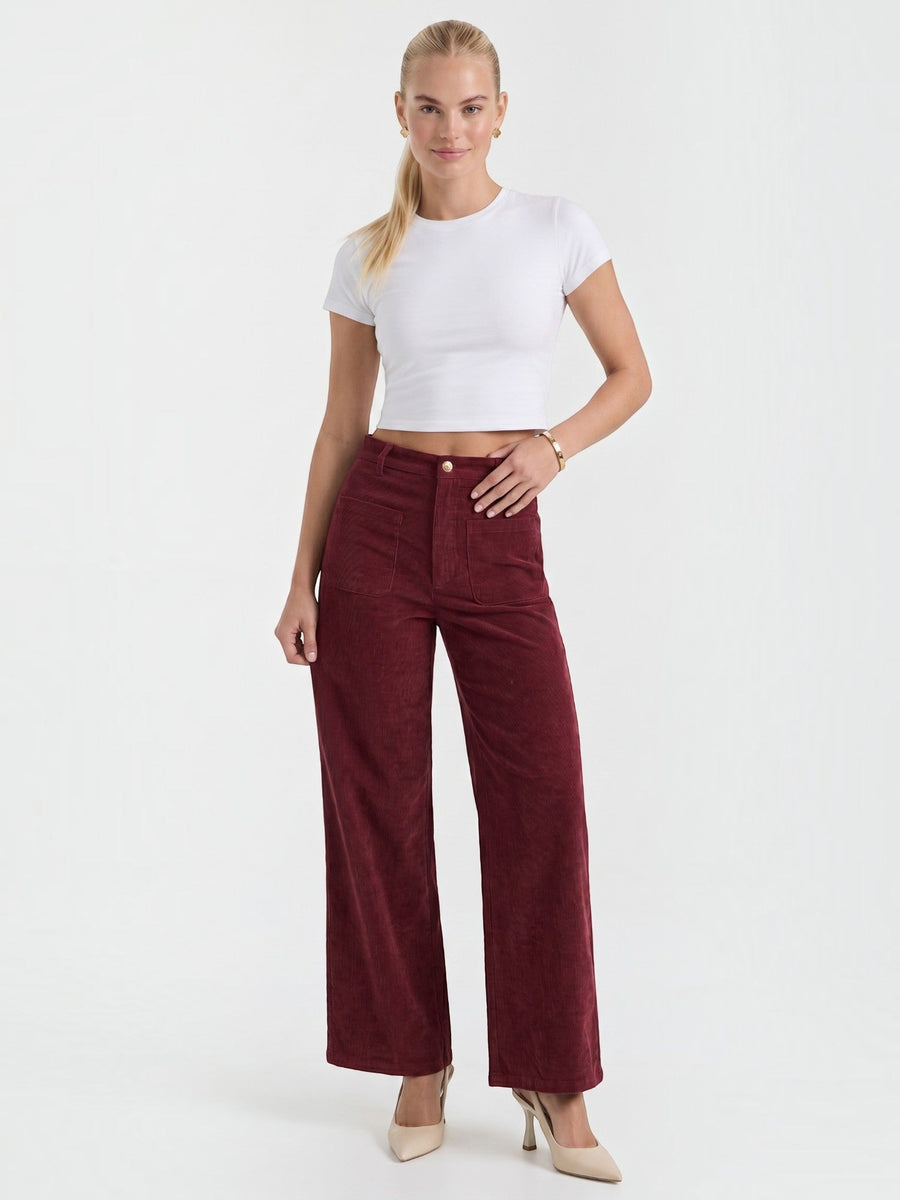 Allison High Waisted Wide Leg Corduroy Pants