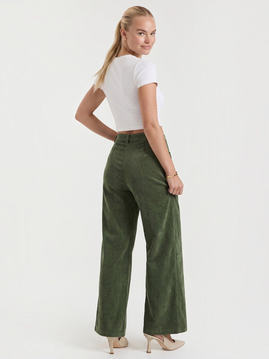 Allison High Waisted Wide Leg Corduroy Pants