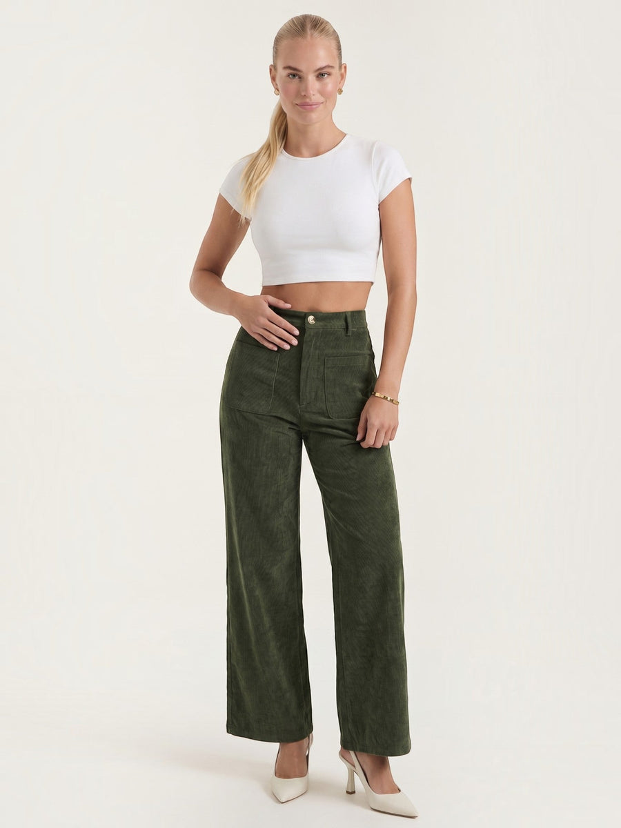 Allison High Waisted Wide Leg Corduroy Pants
