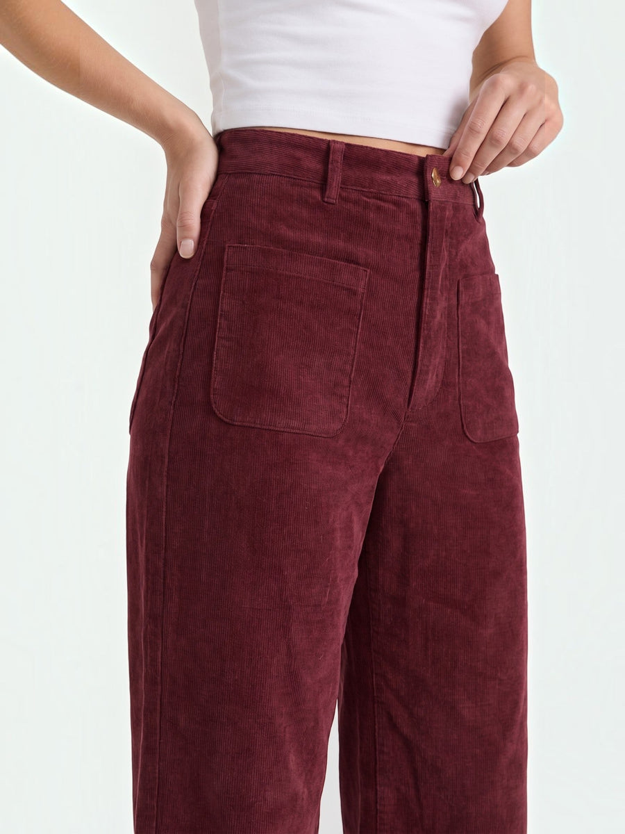 Allison High Waisted Wide Leg Corduroy Pants