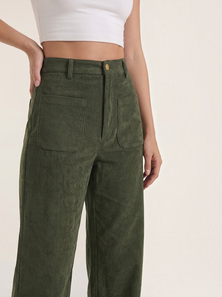 Allison High Waisted Wide Leg Corduroy Pants
