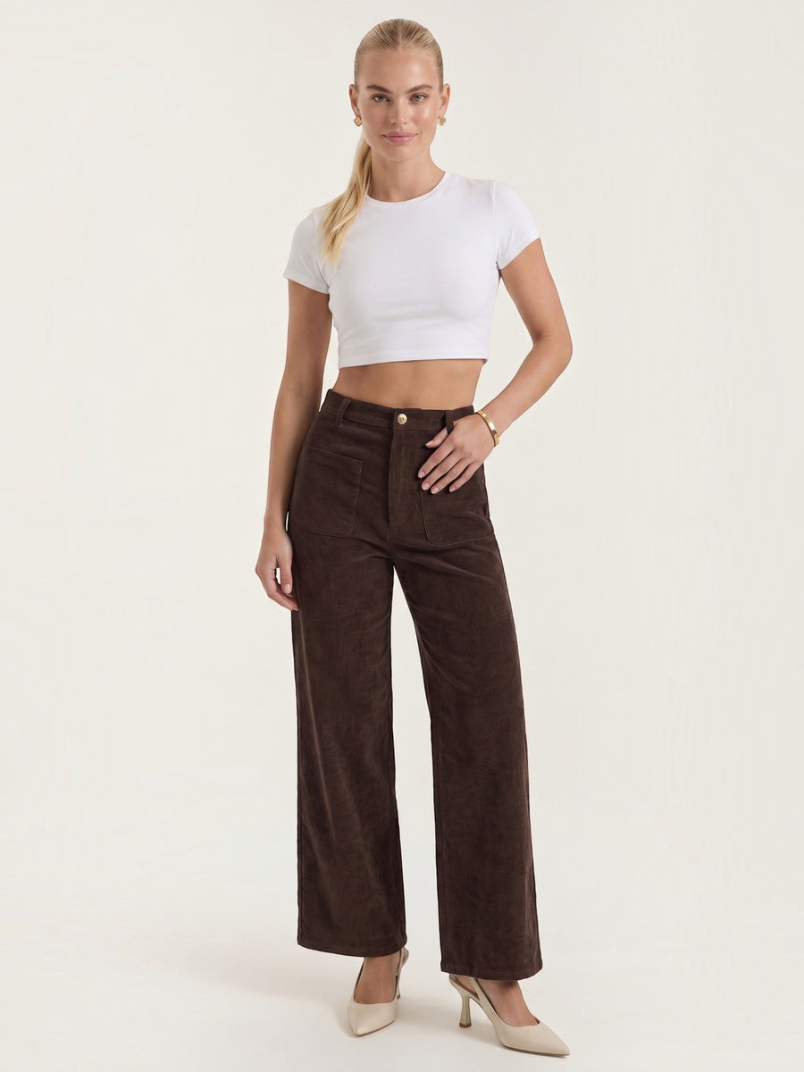 Allison High Waisted Wide Leg Corduroy Pants