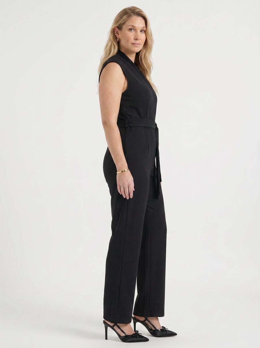 Kayleigh Wrap Front Belted Jumpsuit