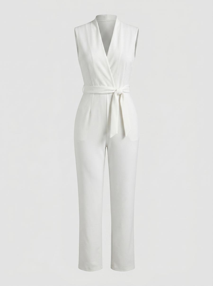 Kayleigh Wrap Front Belted Jumpsuit