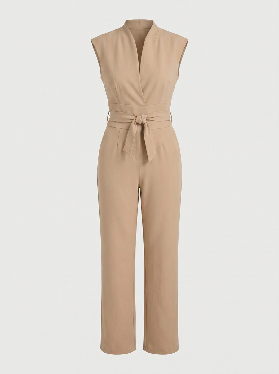 Kayleigh Wrap Front Belted Jumpsuit