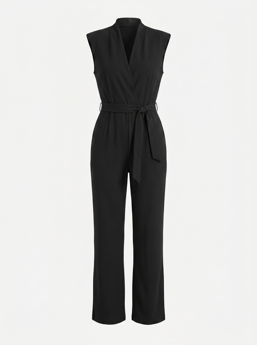Kayleigh Wrap Front Belted Jumpsuit