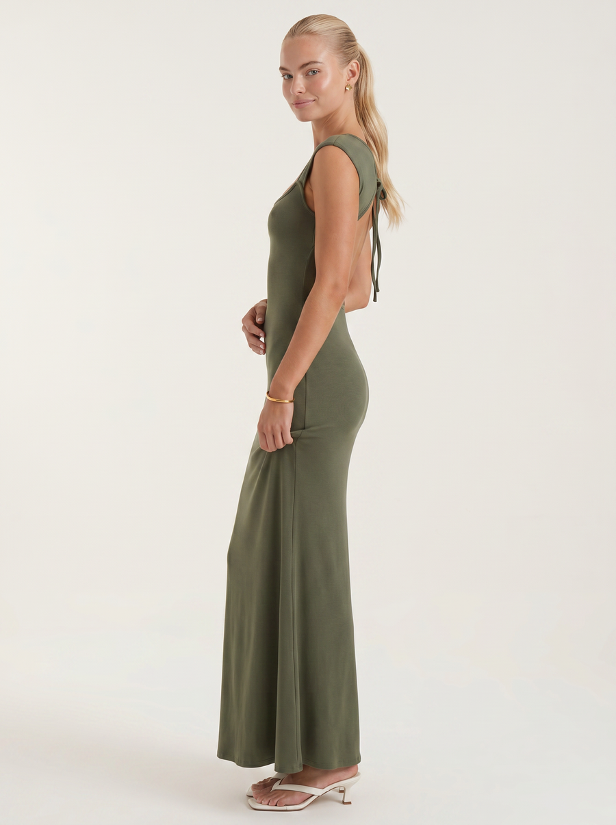 Angelica Square Neck A Line Maxi Dress