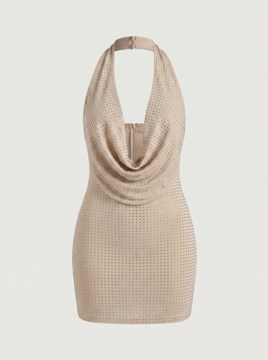 Miranda Glitter Cowl Neck Mini Dress