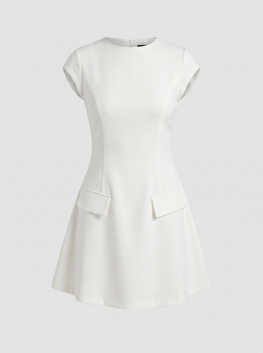 Orlena Flap Pocket A Line Mini Dress