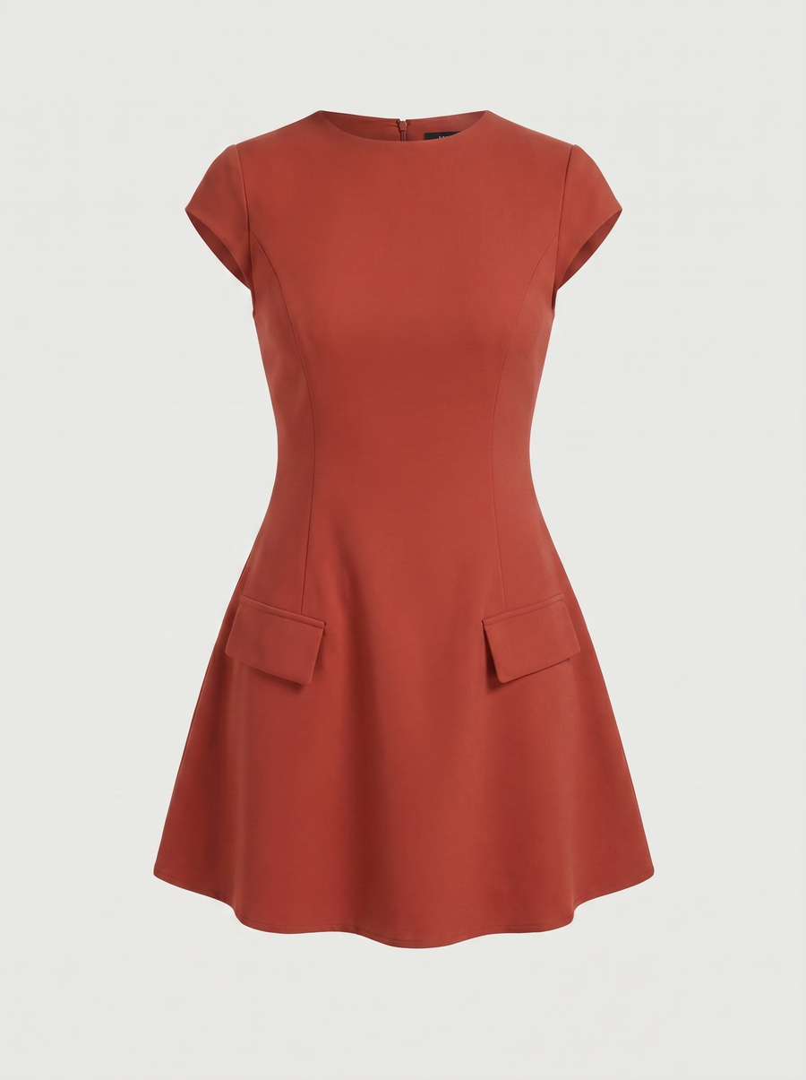 Orlena Flap Pocket A Line Mini Dress