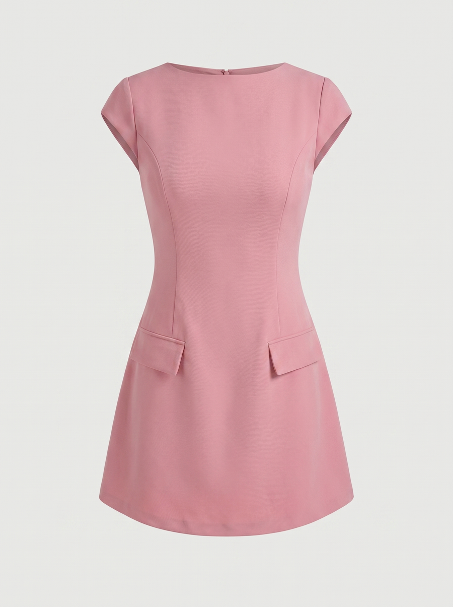 Orlena Flap Pocket A Line Mini Dress