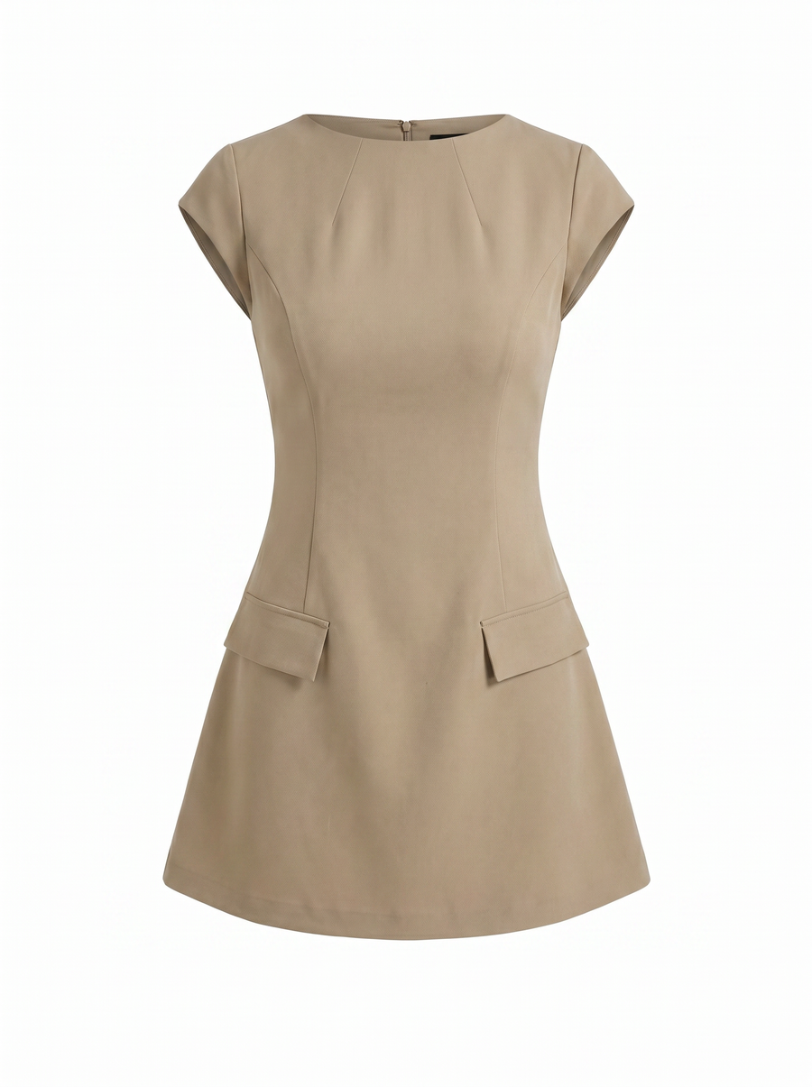 Orlena Flap Pocket A Line Mini Dress