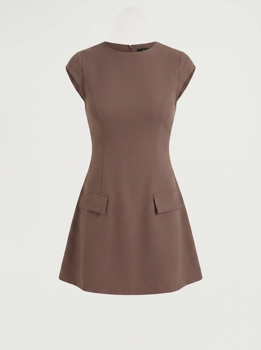 Orlena Flap Pocket A Line Mini Dress