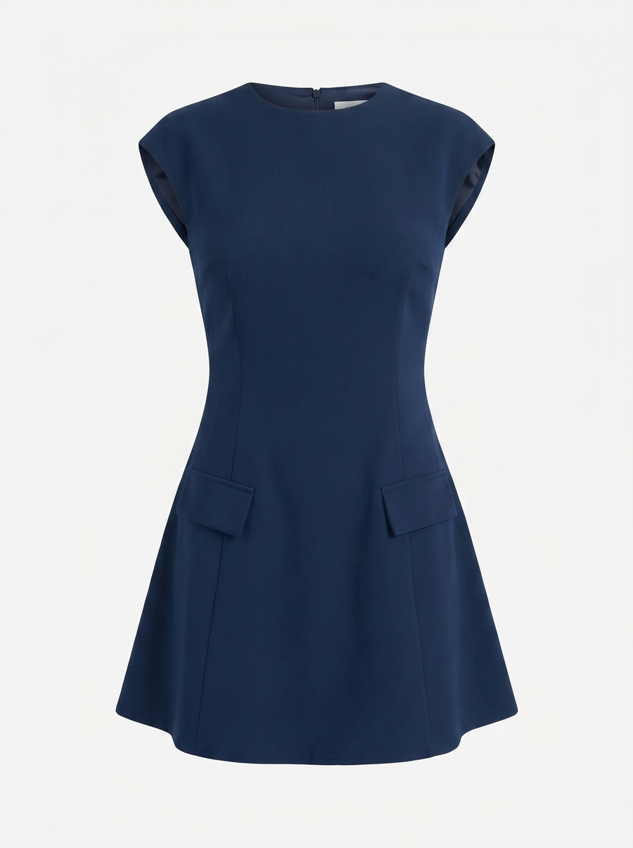 Orlena Flap Pocket A Line Mini Dress