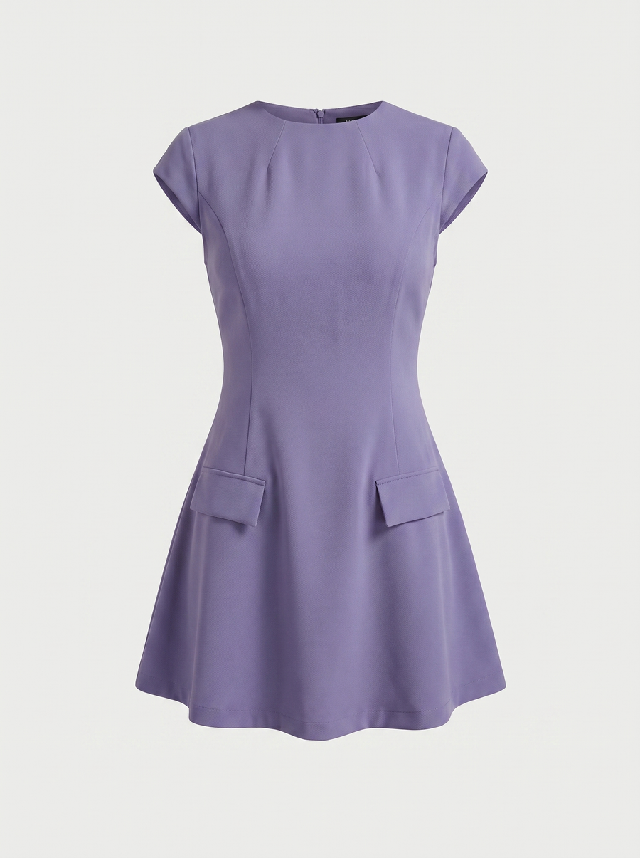 Orlena Flap Pocket A Line Mini Dress