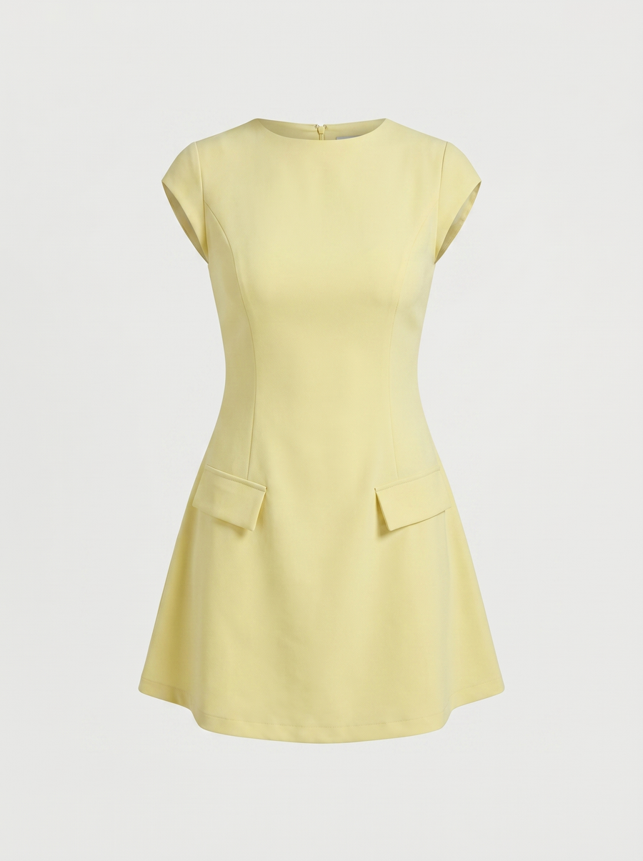 Orlena Flap Pocket A Line Mini Dress
