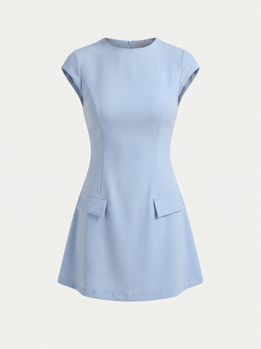Orlena Flap Pocket A Line Mini Dress